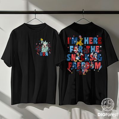 Disneyland I’m Here for the Snacks and Freedom PNG | Mickey & Friends 4th of July | Patriotic Disney Family Shirt