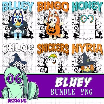Bluey Halloween Costume PNG Bundle, Bluey Matching Family Halloween Insatnt Download, Bluey Halloween, Bluey Halloween Bundle Digital Prints