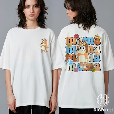 Bluey Mama Shirt – Bluey Mom Life Tee, Heeler Family Coffee Shirt, Bluey Cartoon Mother’s Day Gift, Cute Bluey Mama Outfit