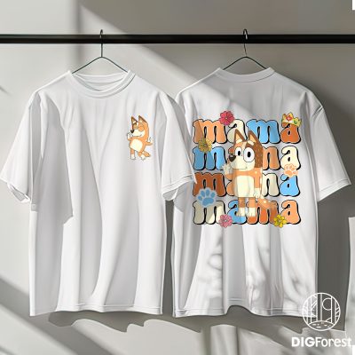 Bluey Mama Shirt – Bluey Mom Life Tee, Heeler Family Coffee Shirt, Bluey Cartoon Mother’s Day Gift, Cute Bluey Mama Outfit