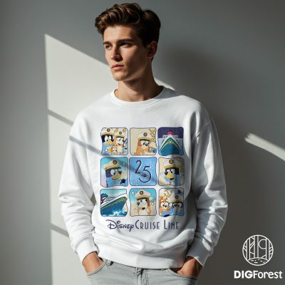 Bluey Cruise Line 25th Anniversary PNG, Silver at Sea Shirt, Family Cruise Trip Matching Shirt