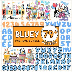 Bluey Birthday Png File | Instant Download | Bluey Alphabet Font | Bluey Svg Bundle | Bluey Mum Dad Png | Bluey Heeler Png Bluey Family Png