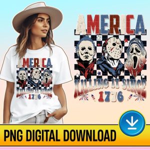 Retro 4Th Of July Png, Horror 4Th Of July Sublimation Design Download, Killing It Since 1776, Independence Day Png, Digital Download