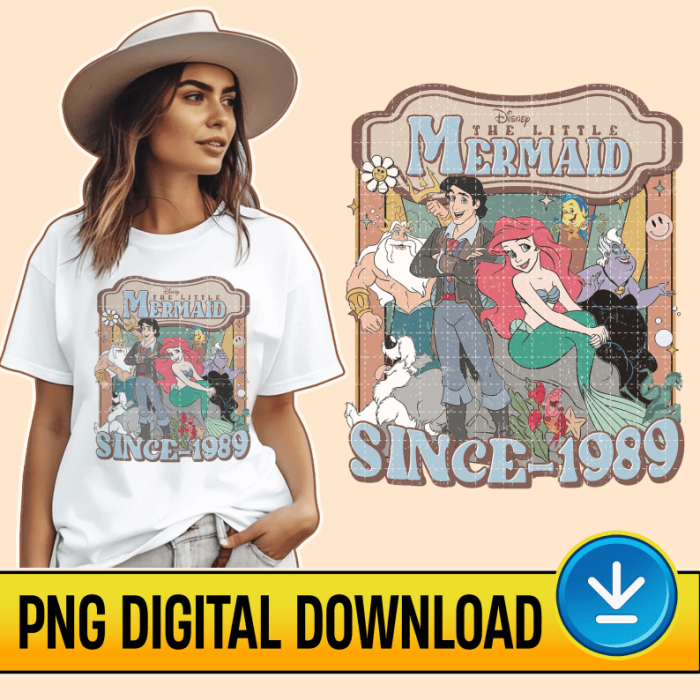 Retro Disney The Little Mermaid PNG File, Ariel Princess Digital Download, Little Mermaid Ariel, Ursula, WDW Y2K Shirt Clothing, Magic Kingdom Tee