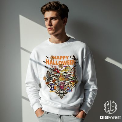 Retro Halloween Mouse & Friends PNG, Skeleton Trick or Treat PNG, Spooky Vibes Sublimation, Happy Halloween PNG