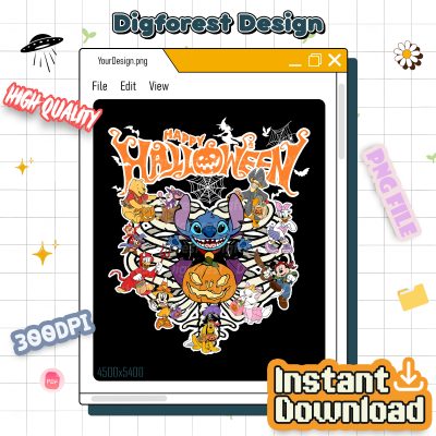 Halloween Spooky Vibes PNG, Stitch Face PNG, Mickey & Friends Pumpkin PNG, Spooky Season Sublimation