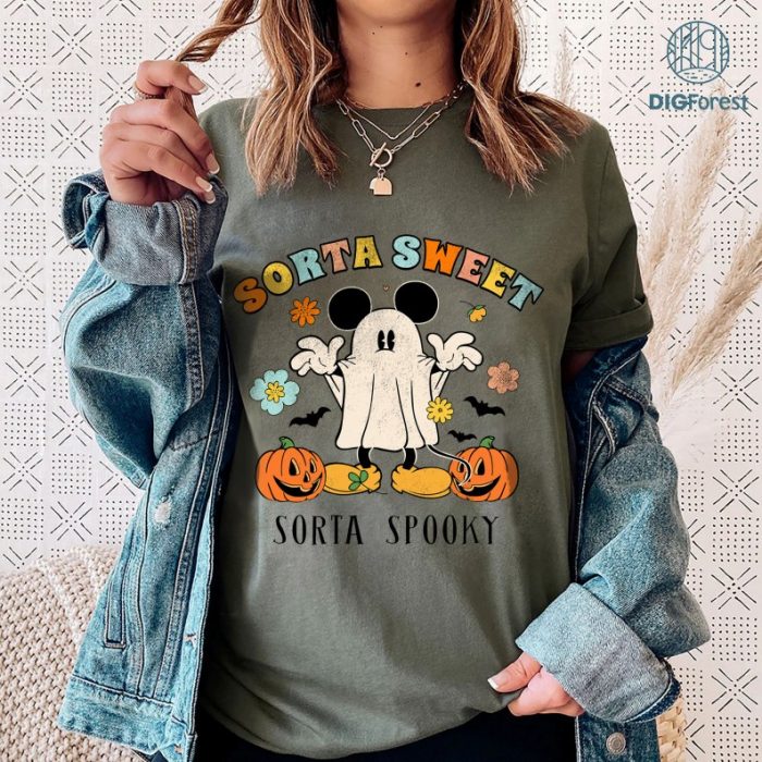 Disney Mickey Sorta Sweet Sorta Spooky Shirt, Mickey Sorta Sweet Sorta Spooky PNG, Ghost Halloween Png, Mickey Halloween Png, Spooky Season Png, Flower Pumpkin Png