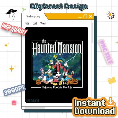 The Haunted Mansion PNG, Welcome Foolish Mortals PNG, Mickey’s Not-So-Scary Sublimation, Spooky Halloween Design