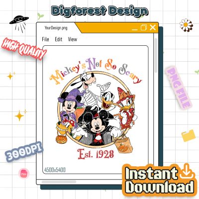 Disney Halloween EST 1928 PNG, Mickey & Friends Halloween, Not-So-Scary Trick or Treat, Matching Party Design
