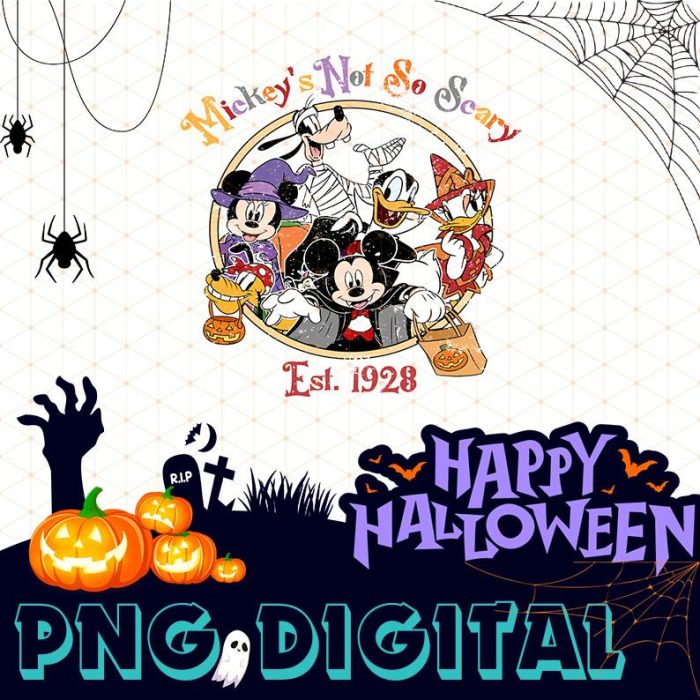 Disney Halloween EST 1928 PNG, Mickey's Not So Scary, Mickey and Friend Halloween, Halloween Matching, Halloween Party, Trick Or Treat