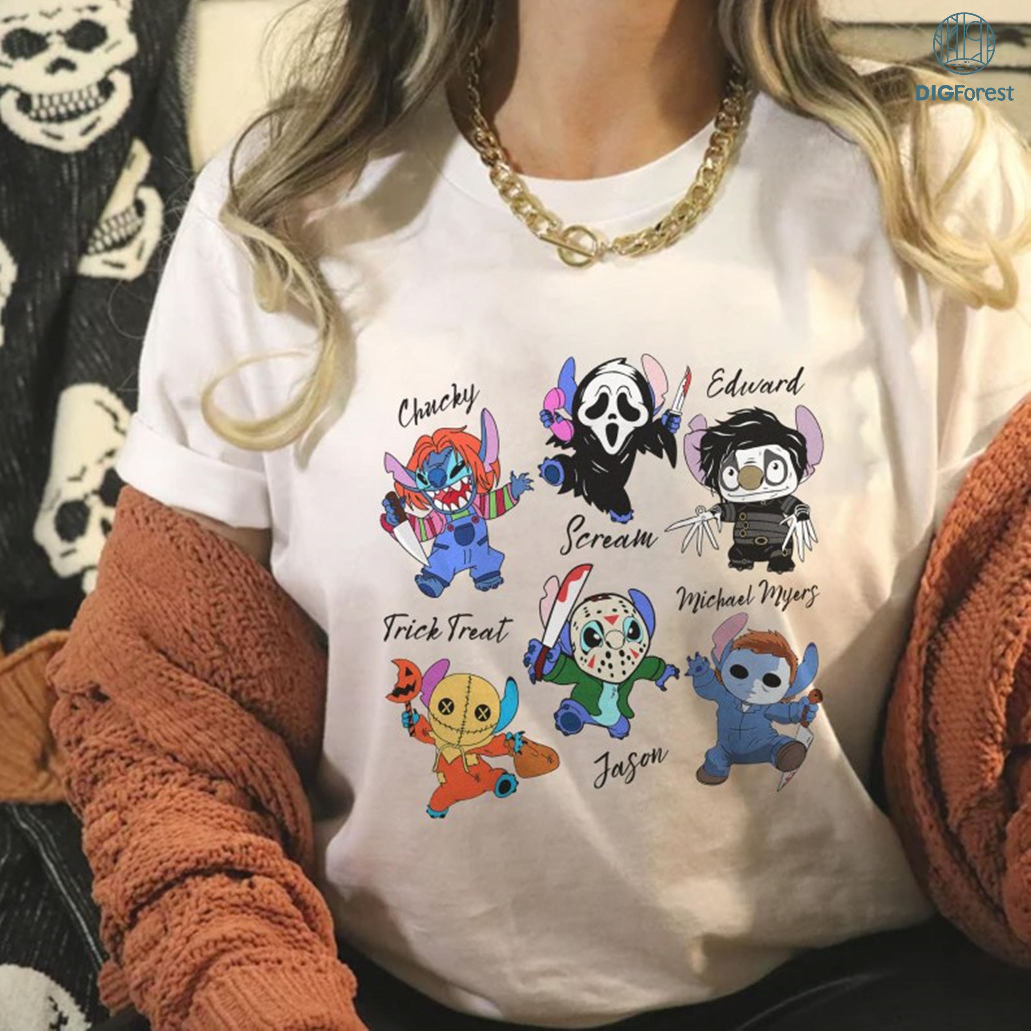 Disney Stitch Halloween Shirt, Michael Myers Shirt, Jason Voorhees Shirt, Freddy Krueger Shirt, Halloween Gifts, Horror Characters, Horror Movies