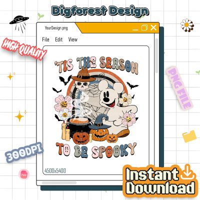 Disney Mickey Tis The Season To Be Spooky PNG – Halloween Gift, Fall Pumpkin PNG, Cute Ghost Party Shirt Design