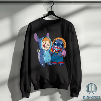 Chucky and Stitch PNG – Child’s Play Horror Crossover, Halloween Shirt Design, Killer Characters PNG, Spooky Movie Clipart