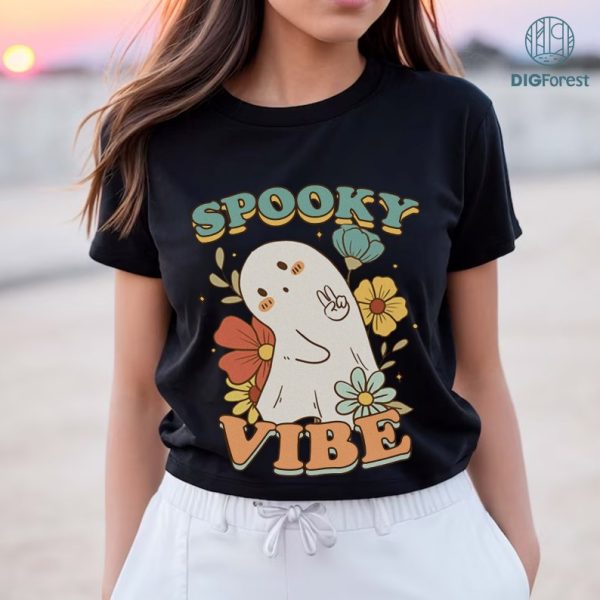 Disney Retro Halloween Ghost Spooky Vibe Shirt Design, Floral Ghost 