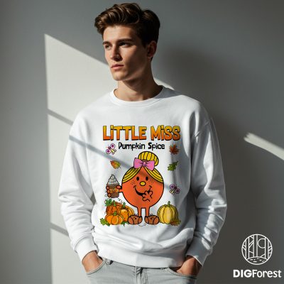 Little Miss Halloween PNG – Pumpkin Spice, Funny Spooky Girl Graphic Design, Vintage Groovy Halloween PNG