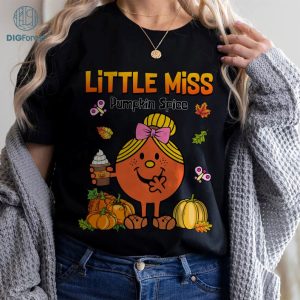 Little Miss Halloween Tee, Pumpkin Spice Shirt, Funny Halloween Shirt, Spooky Girl Graphic Tee, Vintage Groovy Halloween Shirt, Little Miss Halloween Png, Instant Download