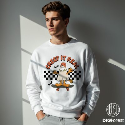 Garfield Creep It Real Shirt - Ghost Creep It Real Tee, Fall Spooky Shirt, Gender Neutral Outfit, Funny Ghost Halloween Apparel