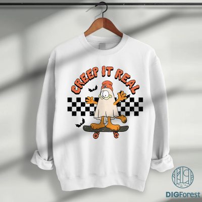 Garfield Creep It Real Shirt - Ghost Creep It Real Tee, Fall Spooky Shirt, Gender Neutral Outfit, Funny Ghost Halloween Apparel