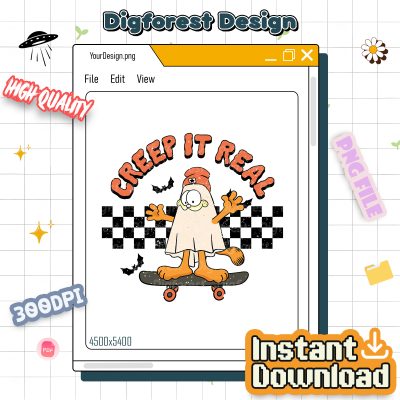 Garfield Creep It Real Shirt - Ghost Creep It Real Tee, Fall Spooky Shirt, Gender Neutral Outfit, Funny Ghost Halloween Apparel