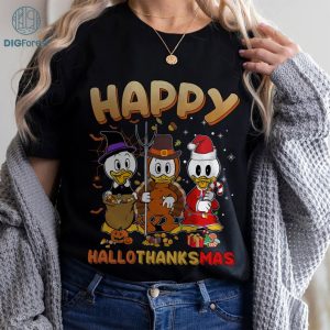 Disney Happy Hallothanksmas Shirt, Happy Hallothanksmas PNG, Huey Dewey Louie Hallothanksmas PNG Instant Download, Halloween, Thankgiving, Christmas PNG Sublimation Design