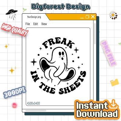 Ghost Freak In The Sheets PNG – Funny Retro Ghost Halloween, Spooky Season, Cute Halloween Digital Print