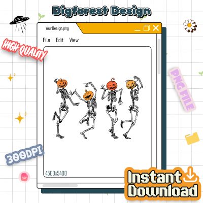 Dancing Skeleton Pumpkin Halloween PNG – Skeleton Dancing Design, Pumpkin Halloween Shirt, Fall PNG