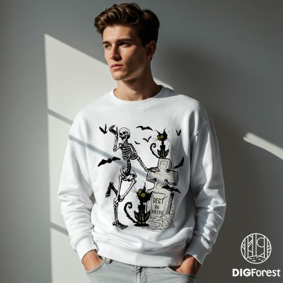 Skeletons Black Cat Halloween PNG – Dancing Skeletons, Rest In Pieces, Silly Symphony Halloween PNG Download