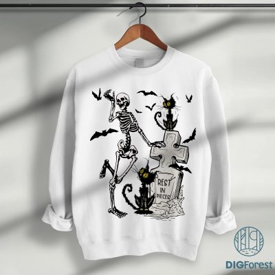 Skeletons Black Cat Halloween PNG – Dancing Skeletons, Rest In Pieces, Silly Symphony Halloween PNG Download