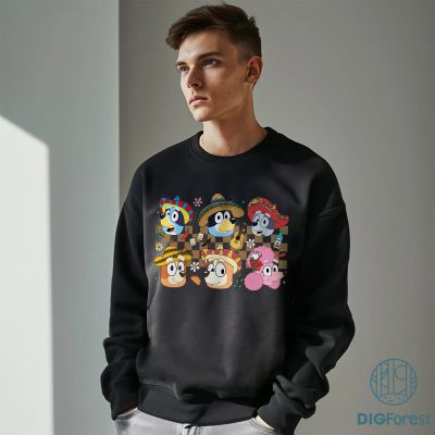 Bluey Cinco De Mayo PNG, Fiesta Drinking Clipart, Chippin Dippin Margarita Sippin PNG, Mexico Celebration, Bluey and Bingo Digital File