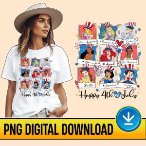 Disney Princess 4th Of July PNG File, Independence Day, Patriotic, Memorial Day, Women 4th Of July Shirt, Ariel, Belle Fourth of July