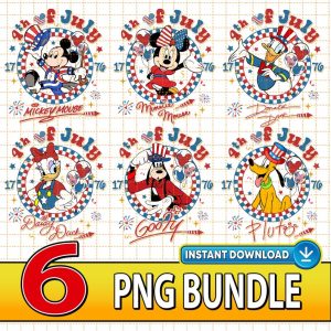Disney Mickey And Friends 4th Of July PNG Bundle, America Independence Day, 4th Of July Group Matching, Mickey Minnie America Sublimation Designs