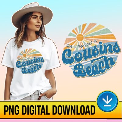 Cousins Beach PNG Sublimation Design, The Summer I Turned Pretty, Beach Vibe PNG, Positive Quote Girl, Summer Vacation, Aloha Trendy