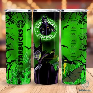 Disney Maleficent Coffee 20 oz Skinny Tumbler Sublimation Design | Sleeping Beauty Straight & Tapered Tumbler Wrap | Instant Digital Download