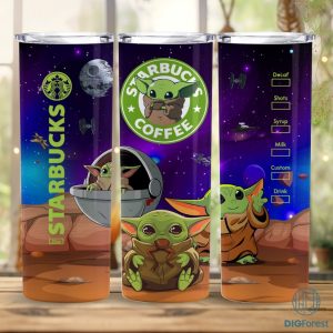 Baby Yoda Coffee 20 oz Skinny Tumbler Sublimation Design | 101 Dalmatians Straight & Tapered Tumbler Wrap | Instant Digital Download