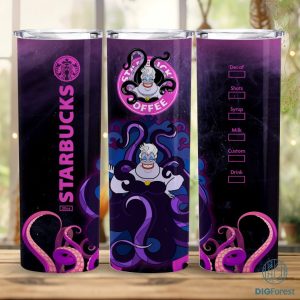 Disney Ursula Coffee 20 oz Skinny Tumbler Sublimation Design | The Little Mermaid Straight & Tapered Tumbler Wrap | Instant Digital Download