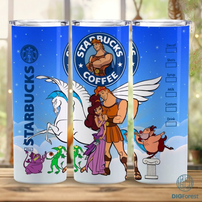 Disney Hercules Coffee 20 oz Skinny Tumbler Sublimation Design | Hercules Megara Straight & Tapered Tumbler Wrap | Instant Digital Download