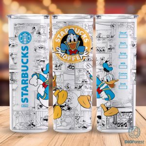 Disney Donald Duck Coffee 20 oz Skinny Tumbler Sublimation Design | Donald Daisy Duck Straight & Tapered Tumbler Wrap | Instant Digital Download