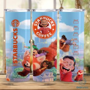 Disney Turning Red Coffee 20 oz Skinny Tumbler Sublimation Design | Meilin Lee Straight & Tapered Tumbler Wrap | Instant Digital Download