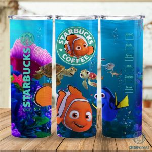 Disney Finding Nemo Coffee 20 oz Skinny Tumbler Sublimation Design | Finding Dory Straight & Tapered Tumbler Wrap | Instant Digital Download