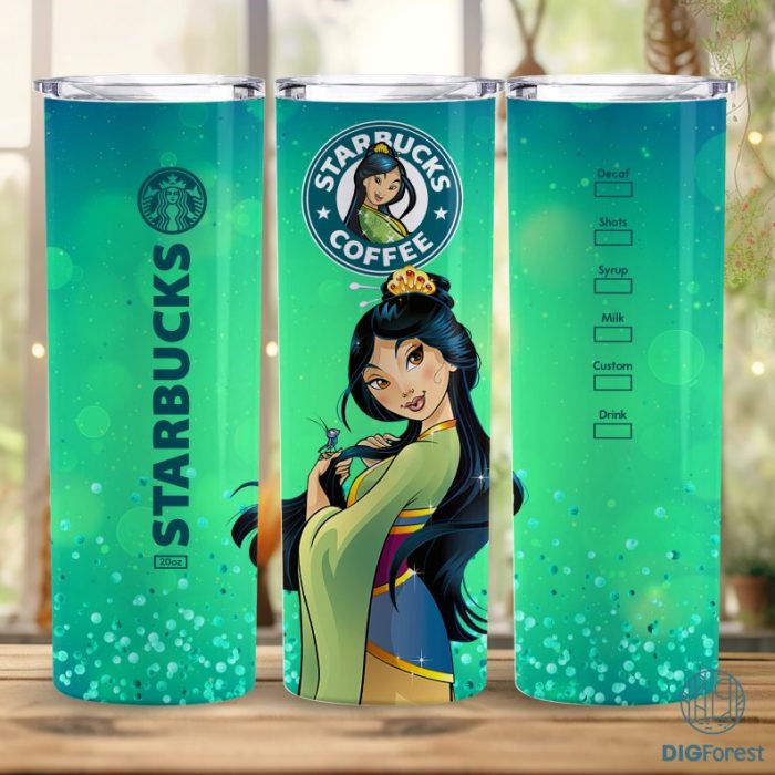 Disney Mulan Princess Coffee 20 oz Skinny Tumbler Sublimation Design | Mulan Straight & Tapered Tumbler Wrap | Instant Digital Download