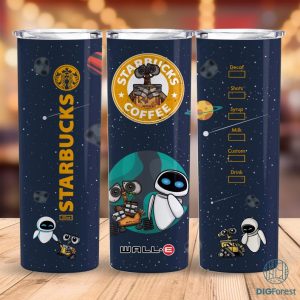Disney Wall E Coffee 20 oz Skinny Tumbler Sublimation Design | Wall E Eve Straight & Tapered Tumbler Wrap | Instant Digital Download