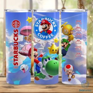 Mario Coffee 20 oz Skinny Tumbler Sublimation Design | Super Mario Straight & Tapered Tumbler Wrap | Instant Digital Download