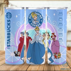Disney Cinderella Princess Coffee 20oz Skinny Tumbler Sublimation Design | Cinderella Straight & Tapered Tumbler Wrap | Instant Digital Download