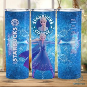 Disney Elsa Princess Coffee 20 oz Skinny Tumbler Sublimation Design | Frozen Movie Straight & Tapered Tumbler Wrap | Instant Digital Download