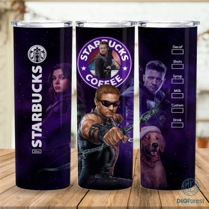 Hawkeye Coffee 20 oz Skinny Tumbler Sublimation Design | Clint Barton Straight & Tapered Tumbler Wrap | Instant Digital Download