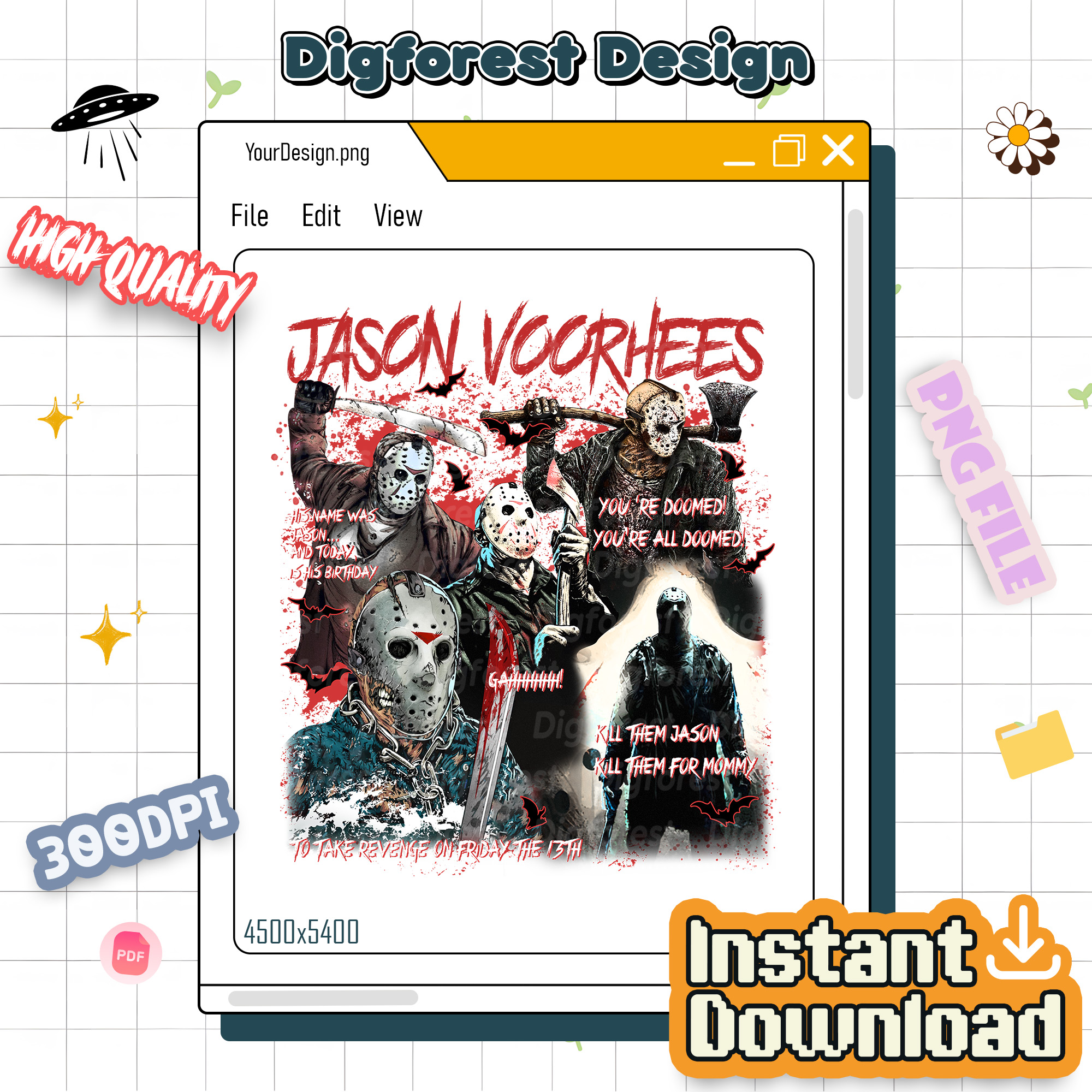 Jason Voorhees PNG, Friday the 13th Halloween Design, Horror Movie Sublimation Digital Files Jason Voorhees PNG, Friday the 13th Halloween Design, Horror Movie Sublimation Digital Files