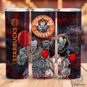 It Pennywise Coffee 20 oz Skinny Tumbler Sublimation Design | It Horror Straight & Tapered Tumbler Wrap | Instant Digital Download