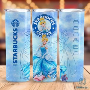 Disney Cinderella Princess Coffee 20 oz Skinny Tumbler Sublimation Design | Cinderella Straight & Tapered Tumbler Wrap | Instant Digital Download