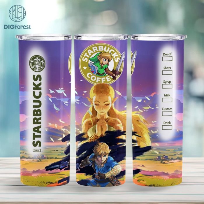 Legend Of Zelda Coffee 20 oz Skinny Tumbler Sublimation Design | Zelda Game Straight & Tapered Tumbler Wrap | Instant Digital Download