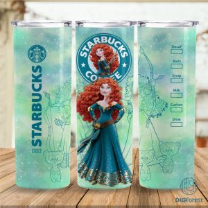 Disney Merida Princess Coffee 20 oz Skinny Tumbler Sublimation Design | Brave Straight & Tapered Tumbler Wrap | Instant Digital Download